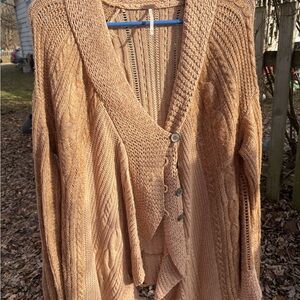 Free People Camel Knit Cardigan